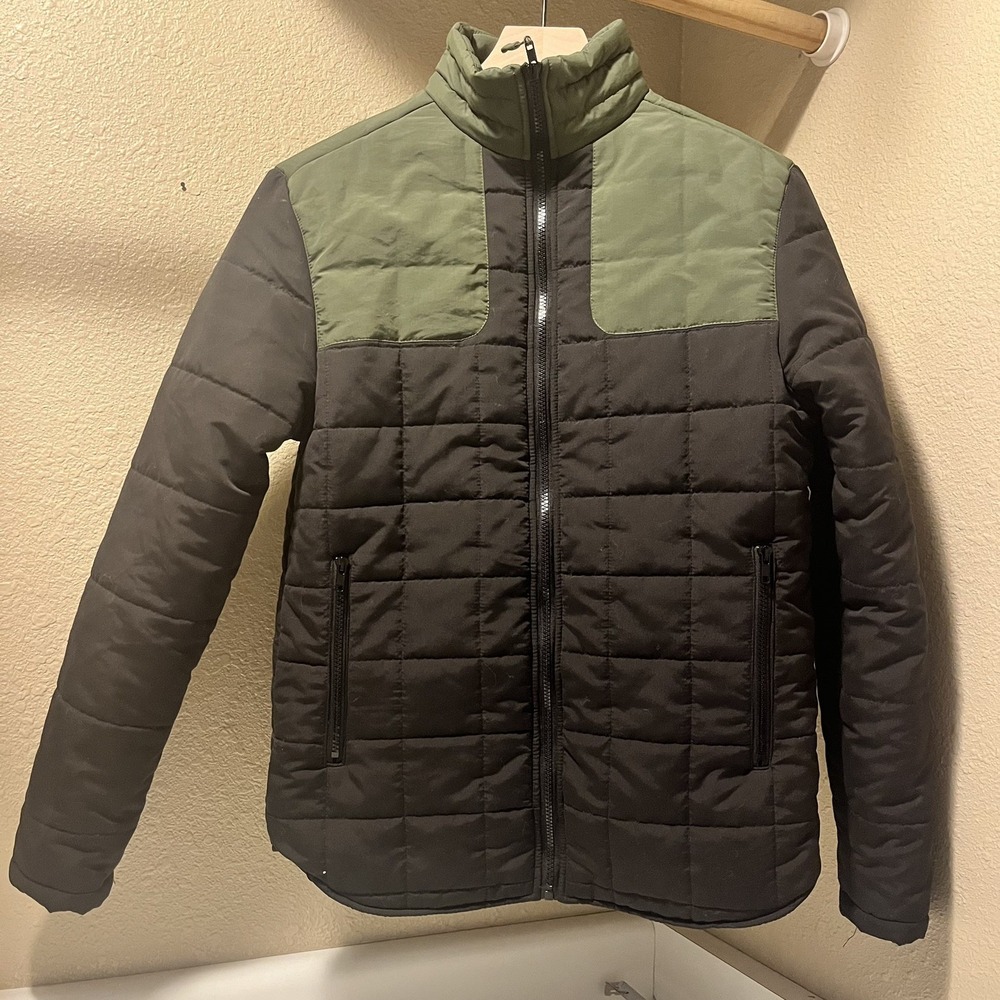 Nomad USA 'Josiah 1'‎ Puffer Coat Men Small Green High Neck Collar Lined